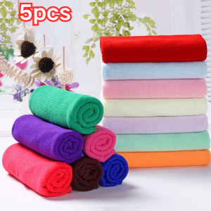 1/5Pcs Microfibre Cleaning Cloth Towel Car Valeting Polishing Duster Kitchen Wash Face Hand Towels Durable Tools(color random)
