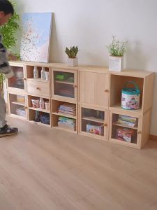 Wooden Bookshelf Storage Cabinet
