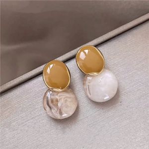 good 999 18K GOLD White irregular geometric temperament Earrings ES69190