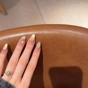 Handmade Shell Fish Tail Detachable 3D Nail Art Stickers Champagne Color Cat Eye Gentle White Wearable False Nails Beauty Tools