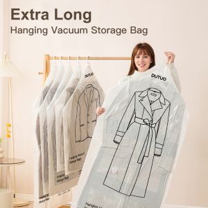 Extra Long Hanging Vacuum Storage Bags Compression Bags - Space Saver Closet Organizer for Clothes Suits Coats & Down Jackets
