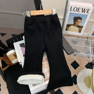 Thickened Fleece Bell Bottom Pants for Girls Baby Warm Integrated Fleece Thickened Long Trousers Autumn Winter Childrens Clothes