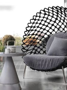 Outdoor Balcony Rattan Chair Sofa Single Rattan Woven Three-Piece Tables and Chairs Small Chair Household Living Room Lazy Birds Nest Recliner