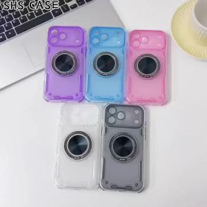 For Magsafe Magnetic 360°Rotating Metal Car Bracket Ring 3-in-1 Phone Case For iPhone 17 Pro Max Air 15 11 12 13 14 16 Pro Max E