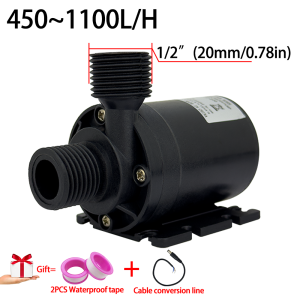 Brushless Motor Water Pump DC6~24V 1100L/H 8M Head G1/2" Submersible Pump Fountain Water Heater Shower Booster Pump IP68