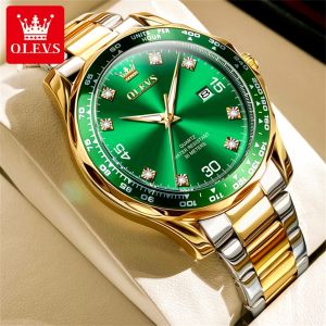 OLEVS watches men sale original 2024 new fashion diamond scale calendar luminous dial design stainless steel watch for men waterproof
