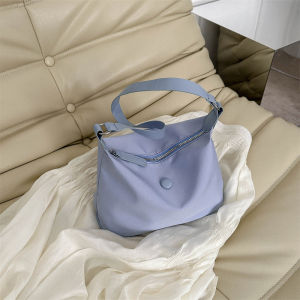 Túi Vải Canvas Nhẹ Kiểu Bánh Bao Ins Túi Đeo Vai Nhỏ Cho Nữ Túi Đeo Chéo Mềm Có Khóa Kéo Họa Tiết Màu Trơn Phong Cách Hàn Quốc