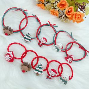 1/2pcs Giáng Sinh mới nai sừng tấm công chúa phim hoạt hình mũ nón đáng yêu trẻ em buộc tóc co giãn trẻ em dây thừng Phụ kiện cho các cô gái Phụ kiện tóc cho bé