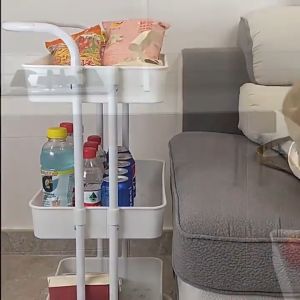 4 Tier Trolley Kitchen Storage Racks Office Shelves Book Shelving Kitchen Organizers Space Savers 带扶手推车置物架