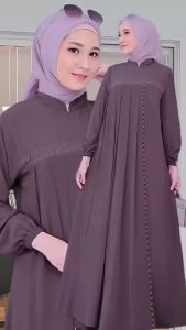 Abaya Azzahra Ceruty Swarosky Mewah Dress Lebaran Baju Muslim Kondangan Kekinian 2025
