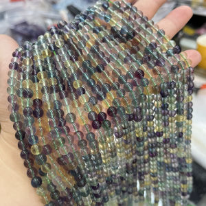 Natural High Quality 5mm Colorful Fluorite round Loose Beads Semi-Finished DIY Necklace Bracelet Jewelry Accessories