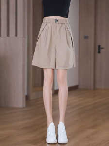 Ice Silk Sports Shorts Womens Summer New Fashion Loose Slimming Casual Five-Quarter Wide Leg Skirt Pants High Waist Polyester Fiber