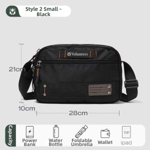 Volunteer | Large Capacity Oxford Cloth Crossbody Bag Mens Canvas Shoulder Bag Outdoor Commuting Bag Casual Style Single Layer Zipper Closure