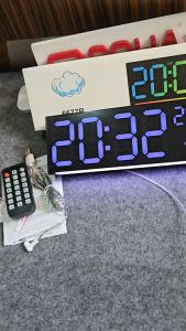 JD-6677R Jam Dinding Digital Lampu Malam RGB Design Mewah 2x Alarm Suhu Warna LED RGB Bisa Berubah