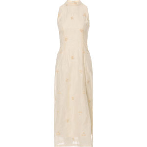 ชุดเดรสยาวปานกลางสไตล์จีนใหม่ ชุดราตรีฤดูร้อนสำหรับผู้หญิง แขนกุด ปกตั้ง ลายดอกไม้ สีสันสดใส เดรสยาวปานกลาง ชุดเดรสยาวปานกลาง