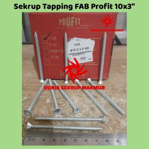 (50 pcs) Sekrup FAB 10x3" / Skrup Tapping Kepala Rata 7.5CM