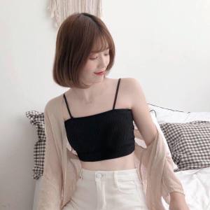 SHUFU 2105 Ready Stock korean style cotton camisole women plus size tanks for women plain off shoulder tops