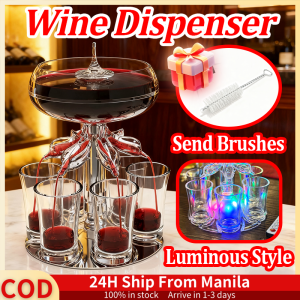 Wine Dispenser With 6 Glasses Wine Whisky Beer Dispenser With Multi-Color Lamp Liquor Dispenser With Free Brush Drink Shot Dispenser Wine Liquor Dispenser For Christmas Wedding Birthday Party