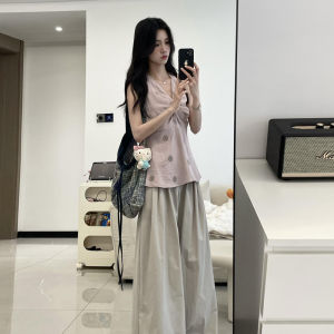 Y6Y | French Sweet Purple V-neck Knot Sleeveless Shirt Women Summer Waist-cinching Slimming Strap Vest Hanging Neck Small Shirt