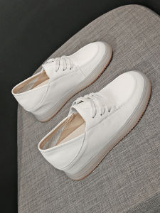 Hidden Heel Two-Way Wear White Shoes Womens First Layer Cowhide Feet Show Small Flats Flats Beef Tendon Small Leather Shoes Small Size 33 34