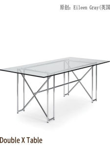 Stainless Steel Conference Table Accessible Luxury Minimalist Modern Home Living Room Table Transparent Workbench Tempered Glass Dining Table