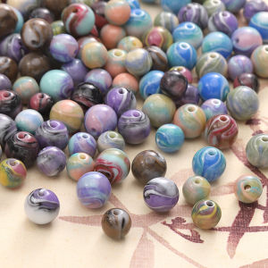 8/10mm 20/10pcs/bag Resin Oil Painting Beads For Handmade Bracelet Necklace Earring Keychain DIY Craft Jewelry Making Accessories