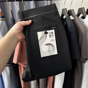 Spring Summer Mens Casual Pants Elastic Comfortable Breathable Thin Fashionable Urban Straight Leg Youth Multi-Purpose Trousers