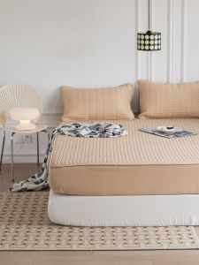 Simple Pure Color Dustproof Non-Slip Single Piece Bedding Mattress Cover Quilted Cotton Bed Canopy Protector Cover