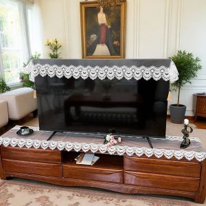 Tấm Lót Ren Che TV Hình Chữ Nhật Dùng Tại Nhà Không Cần Tháo Kiểu Treo Kiểu Ngồi Phù Hợp Với Màn Hình LCD Mẫu Mới 2025