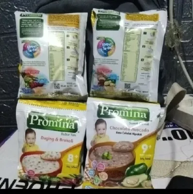Promina bubur tim 8+ Daging Brokoli/Chocolate Avocado sachet isi 5