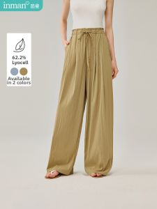 INMAN | Lyocell Casual Drawstring Elastic Waist Slimming Autumn Winter Womens Wide-leg Pants