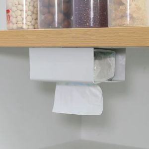 Hộp nhựa đựng khăn giấy treo tường có móc dán tiện lợi không cần khoan đục MY HOME DN181