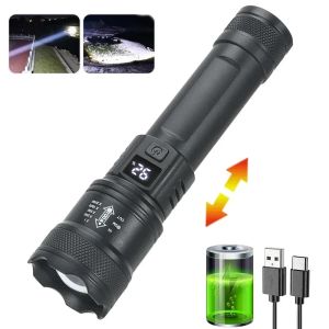 High Power Rechargeable Led Flashlight Very Strong Led Flashlight With Built-in Battery Torch For Outdoor Camping Hiking Fishing