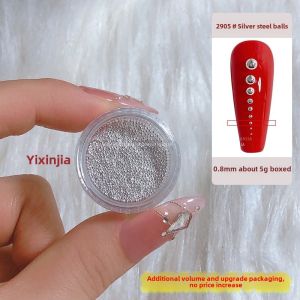 Nail Texture Highlight Mini Small Pearl Steel Ball Ornament Mixed Nail Flats Small round Rhinestone Non-Fading Boxed