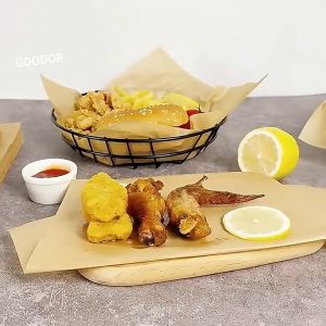 100Pcs Greaseproof Paper Kitchen Blotter Baking Paper Greaseproof Paper Hamburger Paper Commercial Wrapping Paper Household French Fries Oil Proof