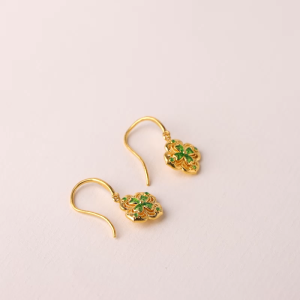 Chow Sang Sang 周生生 999 Gold MINTYGREEN"Fu" Character Longevity Lock Earrings for Women 95569E Price-by-Weight 4.11g Gold