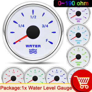 RYSJM | 52mm Water Level Gauge 7 Colors Backlight Car Boat Water Tank Level Indicator 0~190 ohm Digital for 9~32V  0~190ohm