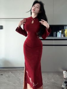 CHANGTONG | Chinese-Style Cheongsam Dress Red