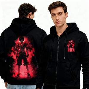 Bandai | Warm Mens Zipper Hoodie for Autumn Winter Loose Fit Long Sleeve Hooded Top Casual Male Fashion Clothing