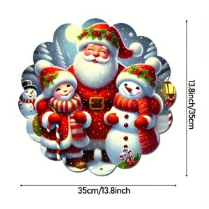 VIKAMA Phim Hoạt Hình Ông Già Noel & Người Tuyết Tấm Lót Bàn Giáng Sinh Mũ Kẹo Mía Thiết Kế Bông Tuyết Viền Lượn Sóng Thảm Trải Bàn Ngày Lễ Dành Cho Trẻ Em Trang Trí Bàn Ăn