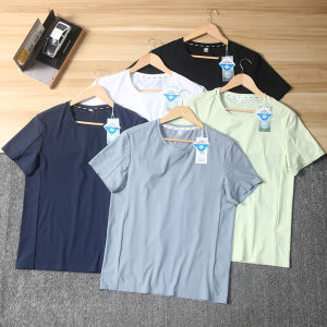 Surprise Ice Skin Coolness plus Seamless Sealing Summer Men's Sports Quick Dry Elastic Short Sleeve Round Neck T-Shirt