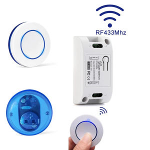 Công Tắc Điều Khiển Từ Xa Không Dây 10A Kiểu Mini Tròn Gắn Tường 433MHz RF Dùng Cho Đèn LED 220V/110V