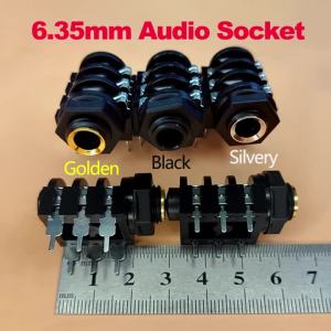1/10PCS Microphone Jack Thread PCB Panel Mount Connectors 6.35mm Jack 6Pin Stereo Female Headphone Socket Audio Speakon Plug