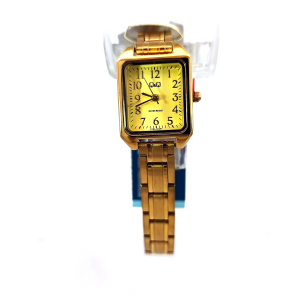 Q&Q C76A-008PY* Womens All-Gold Rectangular Stainless Steel Watch