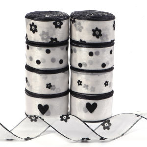 Retro Elegant 10 Yards Love Dot Printed Ribbon Polyester Sewing Accessories DlY Ribbon Flocked Soft Silk Satin Ribbon DIY Making