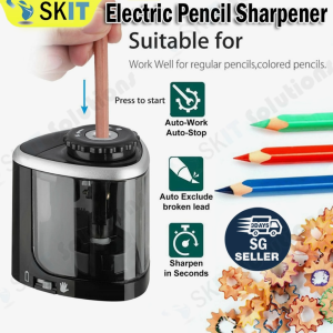 【SKIT SG】Electric Single-hole Pencil Sharpener for Quick Sharpening for 6-8mm Pencils Electric Pencil Sharpener Desktop Automatic Suitable for Colored Pencils Kids Student Stationery School Office Supplies Using AA Battery Operated Rotary Sharpeners