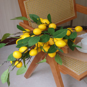 ต้นมะนาวพร้อมผลไม้จำลองพืชสีเขียวสดตกแต่งบ้านอุปกรณ์ประกอบฉากผลไม้พลาสติกดอกไม้ดอกไม้ปลอม