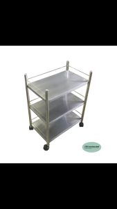 CMS ชั้นวางของสแตนเลส 3 ชั้น พร้อมล้อเลื่อน รถเข็น รถเข็นเก็บของ ชั้นวางของ Utility cart ขนาด 36 * 56 ซม. สูง 78 ซม.