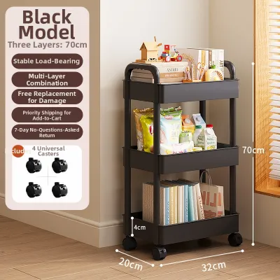 Mobile Floor Standing Storage Rack Office Desk underneath Bookshelf Small Cart School Bag Home Multi-layer Bookcase