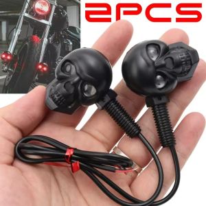2PCS Dual Color Motorcycle LED Skull Shape Waterproof Fog Light Auxiliary Headlights ATV Scooter Driving For Racer Spotlight